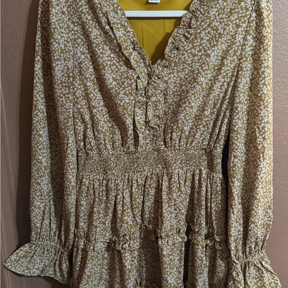 Mustard Floral Spring Dress